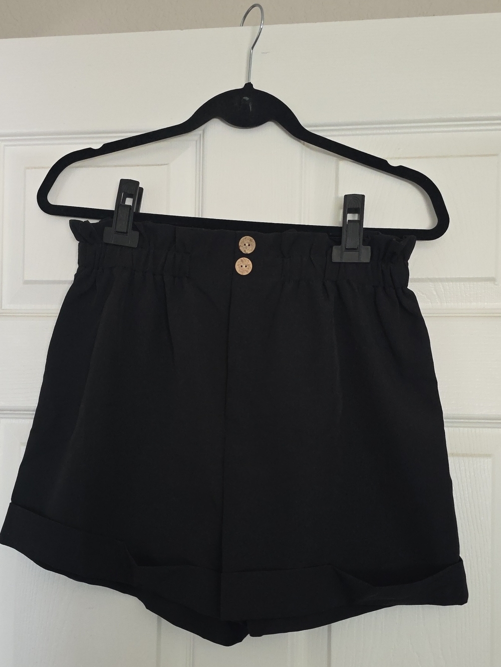 High-Waist Black Paperbag Shorts